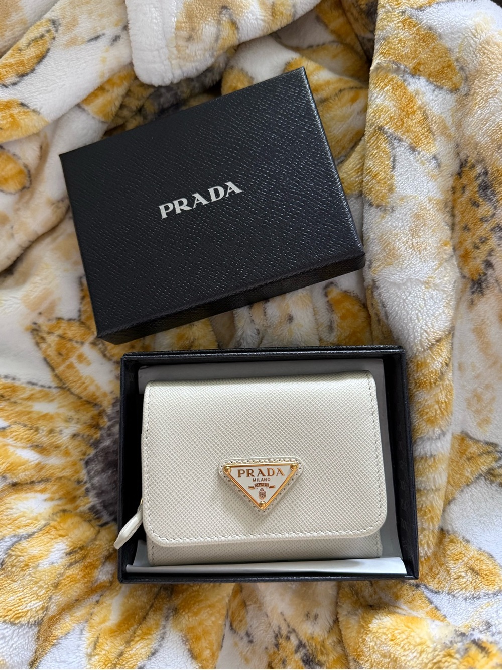 Prada Cream Saffiano Leather Wallet NWOT